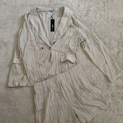 Fashion Nova Women’s Monterey Linen Blazer Short Set Size XL