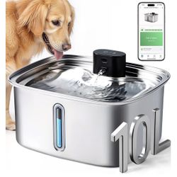 Brand New 10L/ 338oz Smart Dog Water Fountain Stainless Steel with APP Monitoring