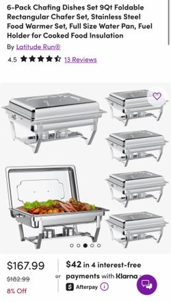 6 pack 9 quart chafing dishes