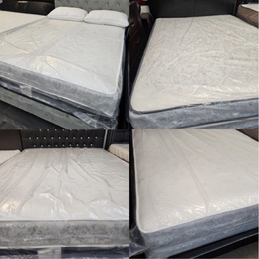 Brand New Mattress With Box Spring Included = King $230, Queen $180, Full $170, Twin $150 = Same Day Pick Up And Delivery Available = Hablo Espanol