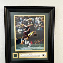 Danbury Mint Brett Favre Autographed w/ Jersey Piece Verigraph 8”x10” Wall Frame w/glass