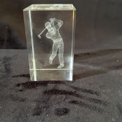 (C) 3D Crystal Laser Etched Golfer