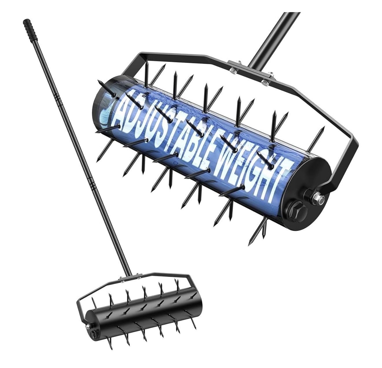 Manual Lawn Aerator with Rollers, Heavy Duty Manual Lawn Aerator with Pre-Attached Spike for Yard and Garden, Easy to Assemble Lawn Aerator Tool for S
