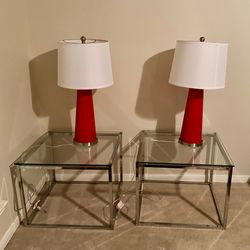 Set of 2  modern glass end tables
