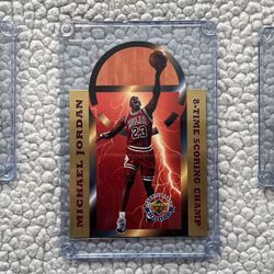 Lot of 3- Vintage 1996 Upper Deck Chicago Bulls MICHAEL JORDAN Jumbo Die-Cut Limited Trading Cards with Stands