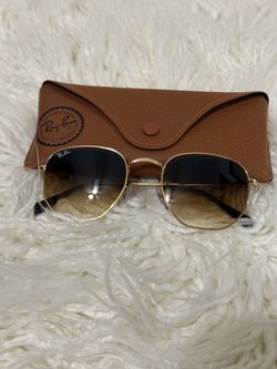 Ray-Ban Gold Sunglasses – Brown Gradient Lenses + Original Case