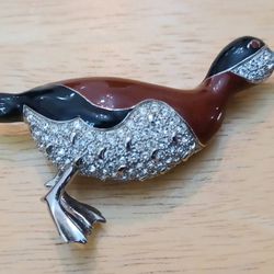 Brooks Brothers Silver Polychrome Enamel Crystal Duck 