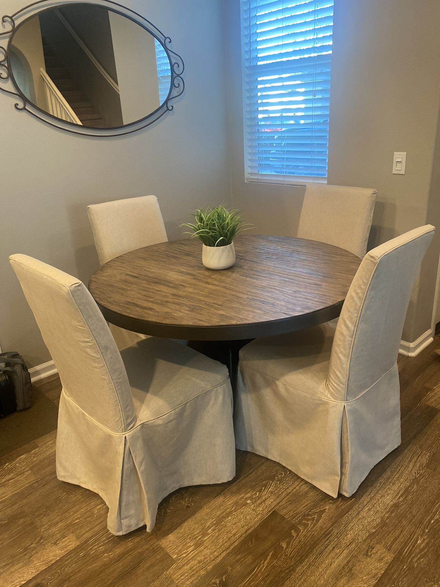Wood & Metal Dining Table Set