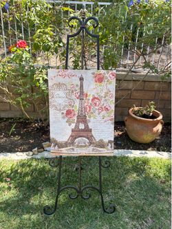 Paris Eiffel Tower Floral Canvas Wall Art