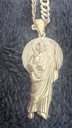 925 silver chain with san judas pendant