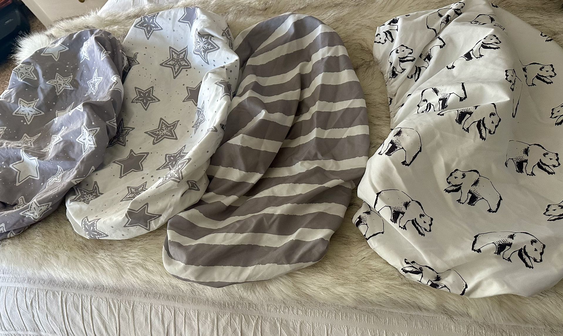 Fitted Crib Sheet-4 Pack Set Gray, White And Black