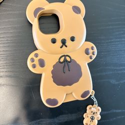 Brown And Tan iPhone 15 Silicone Bear Case