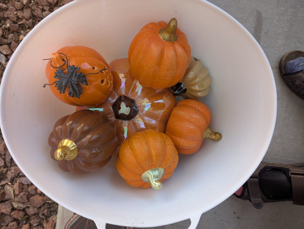 assorted artificial pumpkins