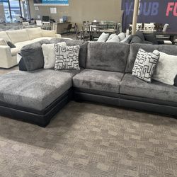 Grey Leather Sectional Sofa 