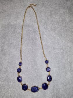 Gold-Tone Blue Stone Statement Necklace