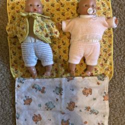 Vintage Collectible Two Small Baby Dolls 