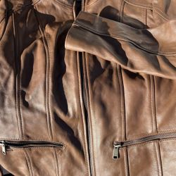 Leather Biker Jacket Ladies Medium Classic Lambskin