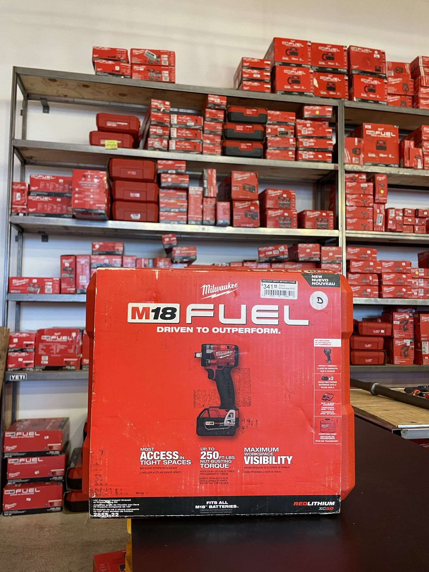 M18 FUEL 18V Lithium-Ion Brushless Cordless 1/2 in. Compact Impact Wrench Kit, Resistant Batteries