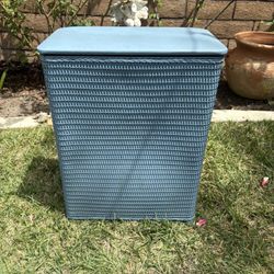 Blue Wicker Style Laundry Hamper