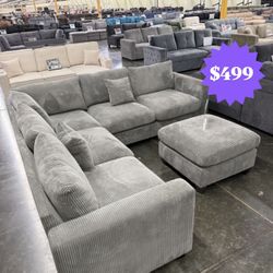 Brand New Sectional Sofa With Ottoman - In Box 