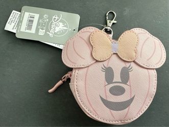 Disney Parks Minnie Mouse Pink Pumpkin Halloween Coin Purse Charm Bag NEW