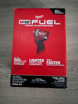Milwaukee M12 FUEL 12V Lithium-Ion Brushless Cordless Stubby 3/8 in. Impact Wrench (Tool-Only)