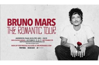 Bruno Mars Concert 2 Floor Tickets (Oct 03, 2026, Saturday)