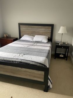 Queen size Bedframe with 2 side tables MATTRESS NOT INCLUDED