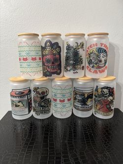 Custom Frosted Glass Can Cups – Original Artwork