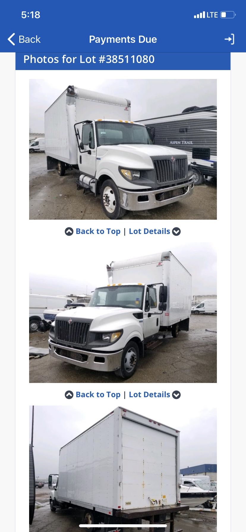 2012 International 4300 box truck - does not run- needs an engine - clean title- for parts or complete