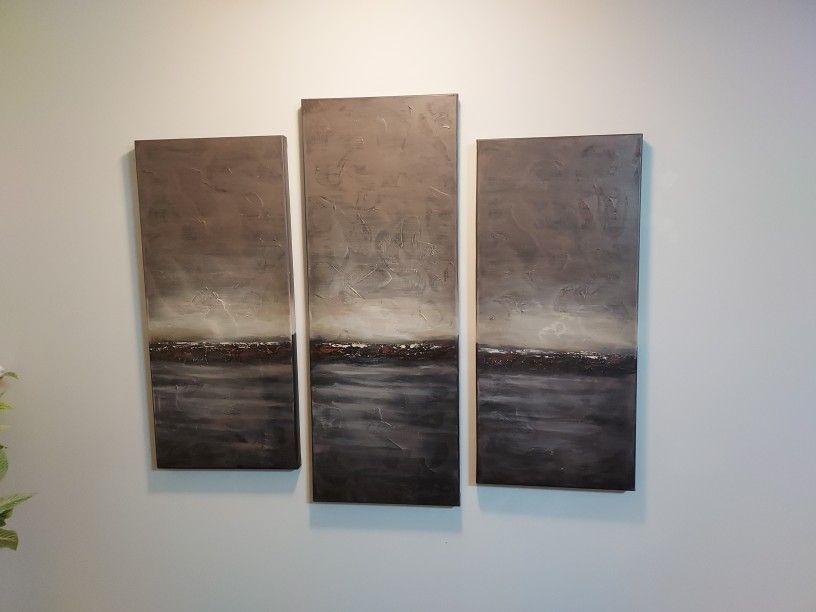 Modern triptych paintings for the living room