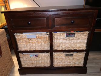 Safavieh Herman Storage Unit with Wicker Baskets / Mueble de almacenamiento con cestas de mimbre