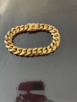 New 14mm 8.5inch 18K gold plated stainless steel Gold Cuban Link Chain Bracelet for men or women