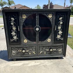 Antique Mother Of Pearl Cabinet 