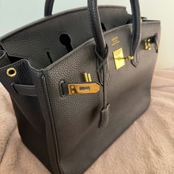 H 35 Birkin Stunning Black Leather Bag Gold Hardware  