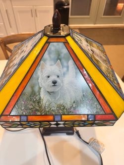 The Westie stained glass lamp the Danbury mint