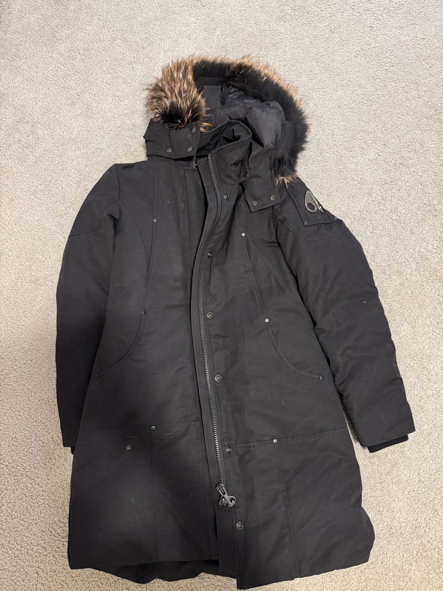 Moose Knuckles Fur Hooded Long Down Coat Size M Women's Winter Parka