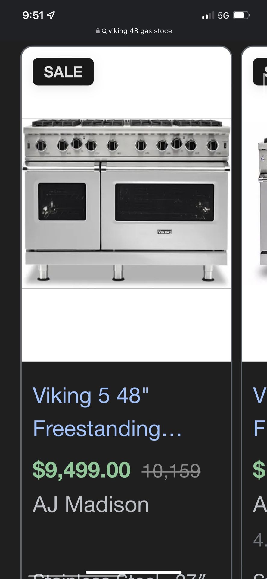 Viking 48’ Gas Stove 