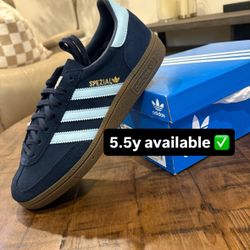 Adidas Spezial College Navy Clear Sky Guy Sizes 5.5y/7w