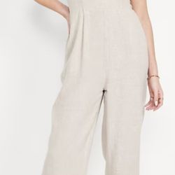 NWT Old Navy Fit & Flare Linen-Blend Jumpsuit, Small Petite