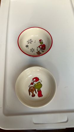 Grinch Christmas Ceramic pet food and water dishes Set of 2