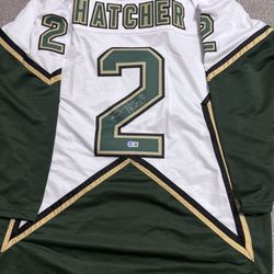 Derian Hatcher Signed Autograph Custom Jersey- Beckett Coa- Dallas Stars