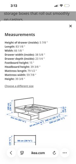 White queen ikea bed frame