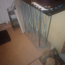 Antique Wrought Iron Marble Top Bar End Table Or Entry Way