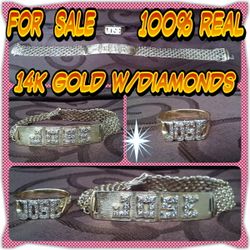 14K gold with diamonds