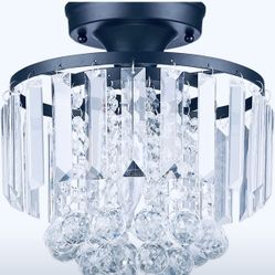 Crystal Chandelier Semi Flush Mount Light Fixture Home Hotel Living Room Bedroom Hallway Office