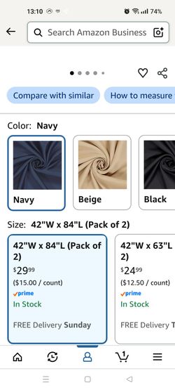 Navy blue blackout curtains 42x84"