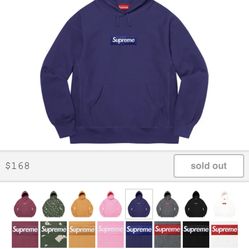 Supreme Box Logo Hoodie Washed Navy Medium Ds New 