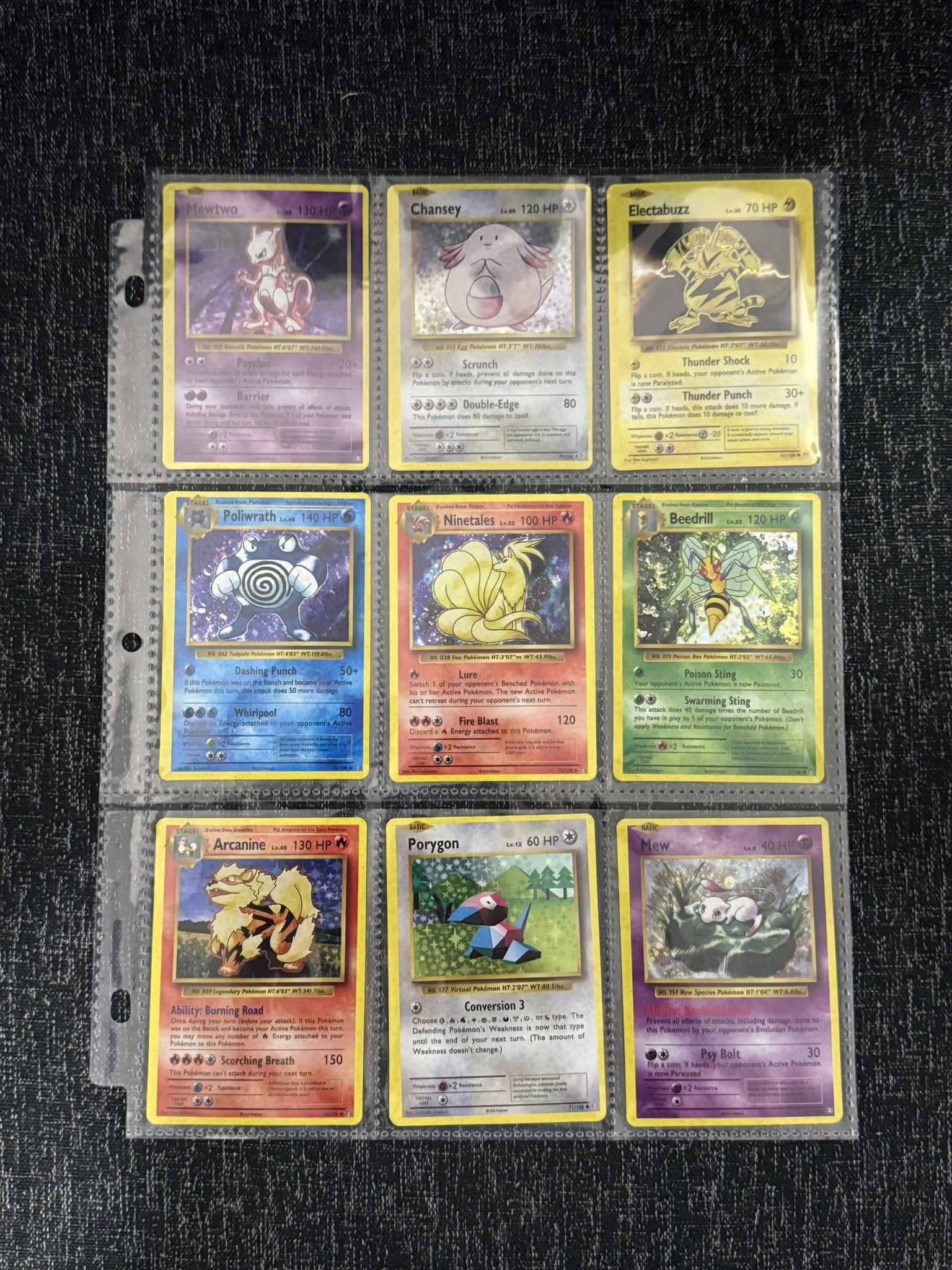 Beautiful Replica Pokemon Holographic First Generation Card Collection (9 Cards Total)