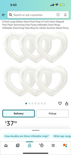 White Glitter Heart Pool Floats X 6 - Perfect for Bachelorette Party